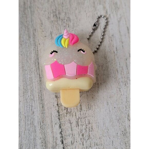 Unicorn rubber popsicle glitter keychain toy figure - Picture 1 of 4